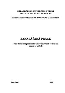 ZÁPADOČESKÁ UNIVERZITA V PLZNI FAKULTA ELEKTROTECHNICKÁ