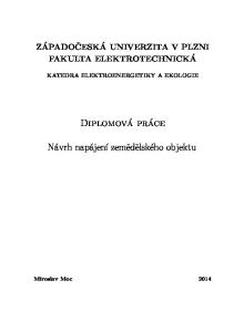 ZÁPADOČESKÁ UNIVERZITA V PLZNI FAKULTA ELEKTROTECHNICKÁ KATEDRA ELEKTROENERGETIKY A EKOLOGIE