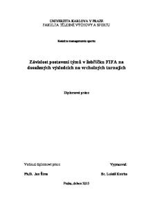 Závislost postavení týmů v žebříčku FIFA na dosažených výsledcích na vrcholných turnajích