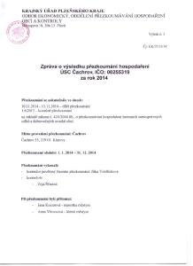 Zpráva o výsledku přezkoumání hospodaření ÚSC Čachrov, IČO: za rok 2014