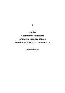 Zpráva o základních tendencích příjmové a výdajové situace domácností ČR v čtvrtletí (textová část)