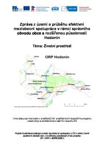 Zpráva z území o průběhu efektivní meziobecní spolupráce v rámci správního obvodu obce s rozšířenou působností Hodonín