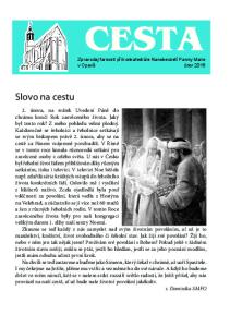 Zpravodaj farnosti při konkatedrále Nanebevzetí Panny Marie v Opavě únor Slovo na cestu